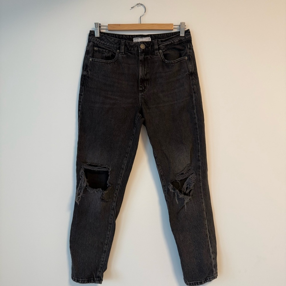 Garage Black Distressed Mom Jeans